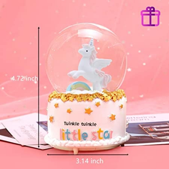 Unicorn Snow Globe, 3.14 Inch Unicorn Music Snow Globes with Automatic Snowfull - Picture 4 of 5